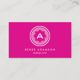 DECORATIVE CIRCLE LOGO with YOUR INITIAL Magenta 2 Business Card