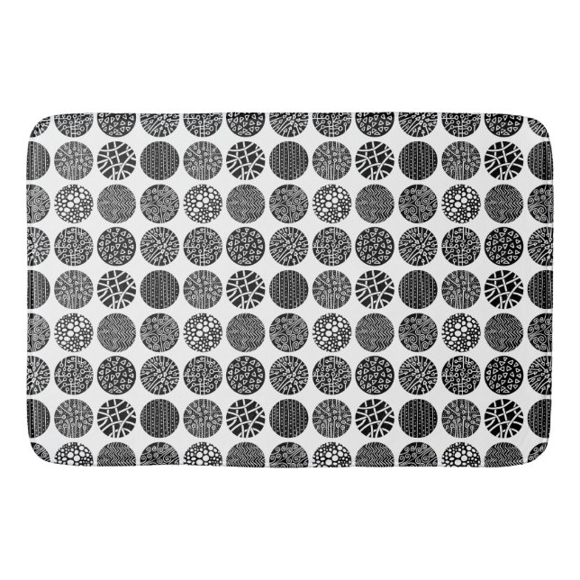 Decorative Circles - Black and White Bath Mat (Front)