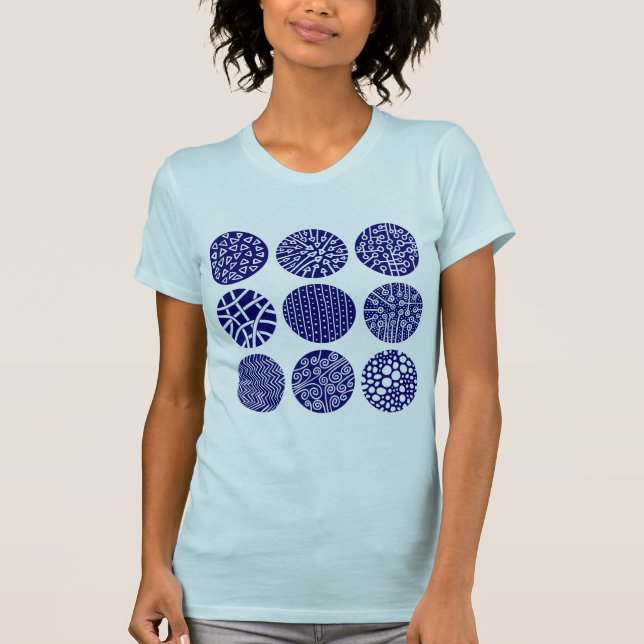 Decorative Circles - Deep Navy and White T-Shirt (Front)