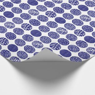 Decorative Circles - Deep Navy and White Wrapping Paper