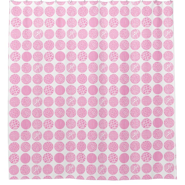 Decorative Circles - Pink and White Shower Curtain (Front)