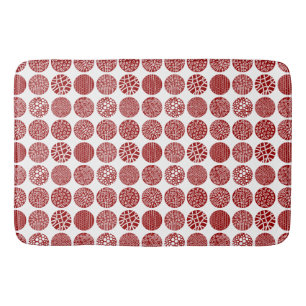Decorative Circles - Ruby Red and White Bath Mat