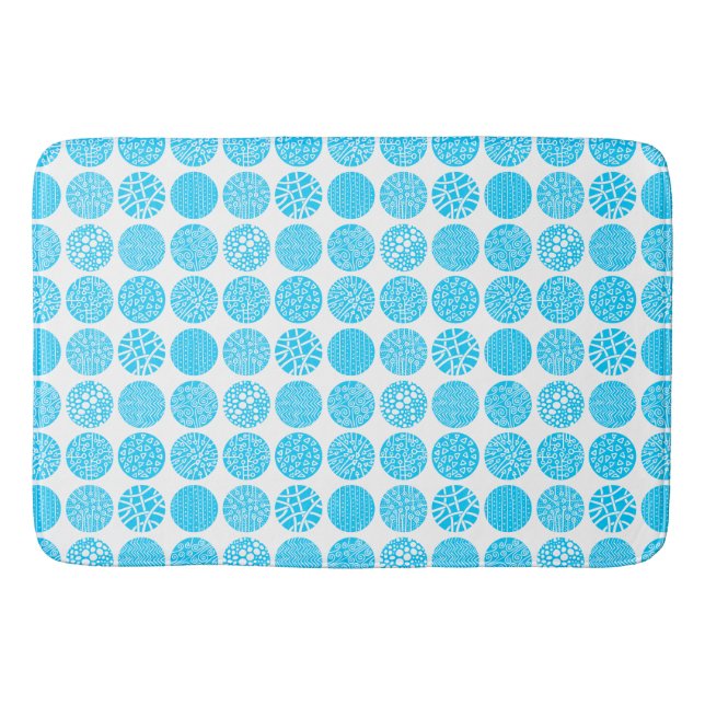 Decorative Circles - Sky Blue and White Bath Mat (Front)