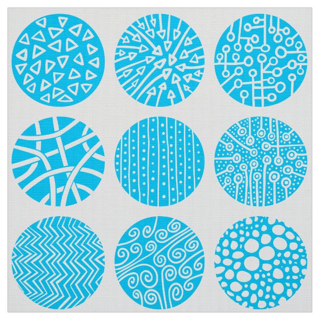 Decorative Circles - Sky Blue and White Fabric (Swatch)