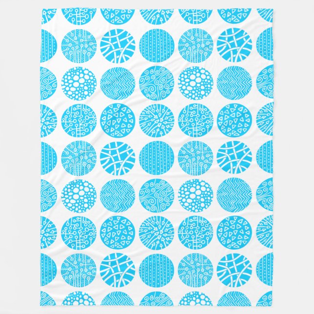 Decorative Circles - Sky Blue and White Fleece Blanket (Front)