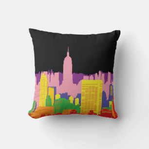 Decorative city skyline background urban buildings cushion