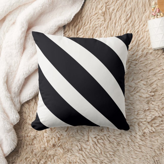 Decorative Classic Chic Black & White Striped Cushion (Blanket)