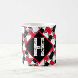 Decorative Classic Red and Black Monogram Initial Coffee Mug