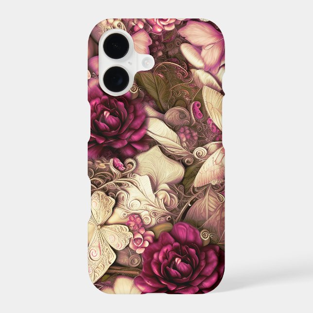 Decorative Collage Butterflies And Roses iPhone Case (Back)