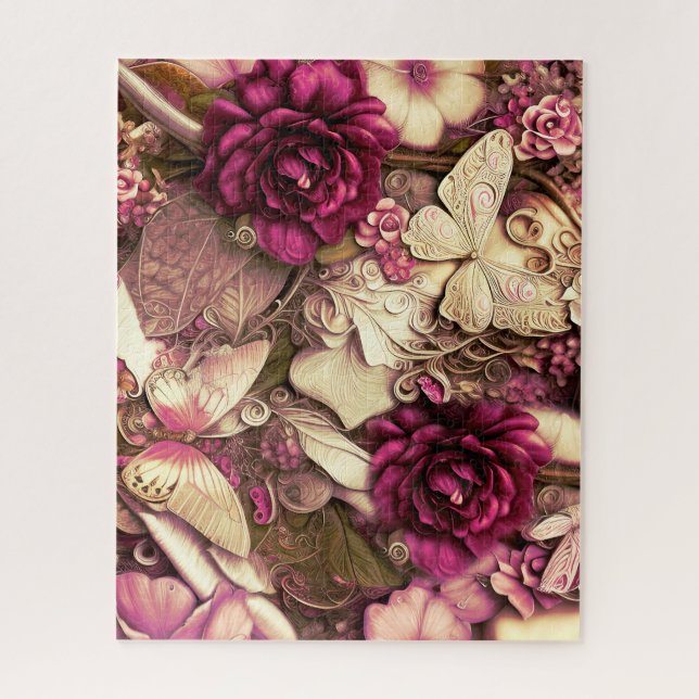Decorative Collage Butterflies And Roses Jigsaw Puzzle (Vertical)