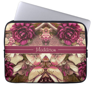 Decorative Collage Butterflies And Roses Laptop Sleeve