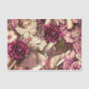 Decorative Collage Butterflies And Roses Tissue Paper