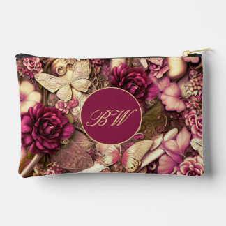Decorative Collage Butterflies Monogram Small Accessory Pouch