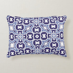 Decorative color ceramic azulejo tiles. Vintage se Cushion