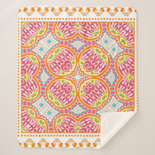 Decorative colorful ornament on a white background sherpa blanket