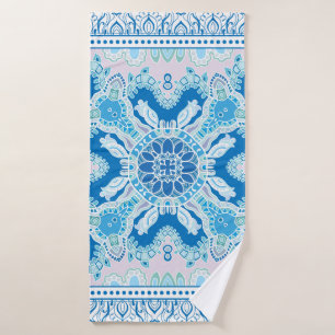 Decorative colorful ornament on white background, bath towel