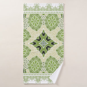 Decorative colorful ornament on white background, bath towel