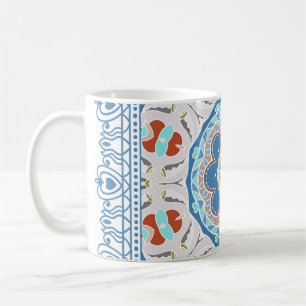 Decorative colorful ornament on white background, coffee mug