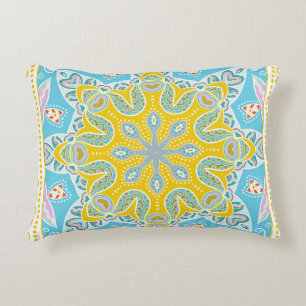 Decorative colorful ornament on white background, cushion