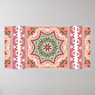 Decorative colorful ornament on white background,  poster
