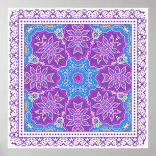 Decorative colorful ornament on white background, poster