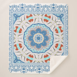Decorative colorful ornament on white background, sherpa blanket