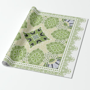 Decorative colorful ornament on white background, wrapping paper