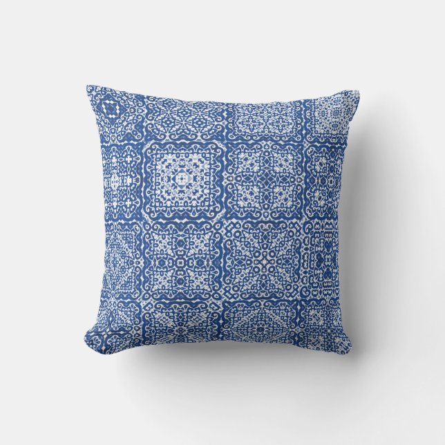Decorative colour ceramic azulejo tiles. Coloured  Cushion (Front)
