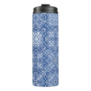 Decorative colour ceramic azulejo tiles. Coloured Thermal Tumbler