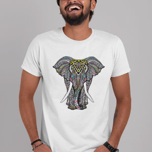 Decorative Coloured Indian Elephant T-Shirt