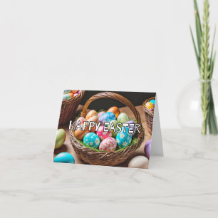Decorative Colourful Easter Holiday Eggs & Basket Card