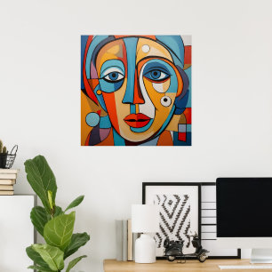 Decorative Colourful Face Abstract Art Poster