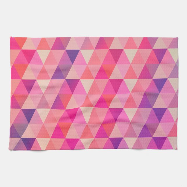 Decorative Colourful Geometric Triangle Pattern Tea Towel (Horizontal)