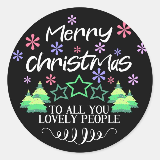 Decorative Colourful Merry Christmas Wishes Classic Round Sticker (Front)