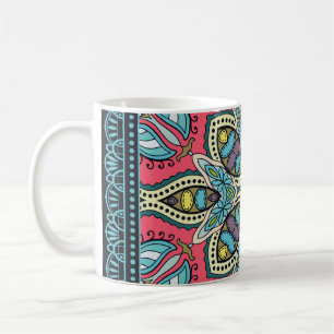 Decorative colourful ornament on a black backgroun coffee mug