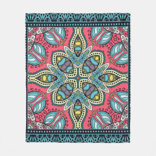 Decorative colourful ornament on a black backgroun fleece blanket