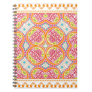 Decorative colourful ornament on a white backgroun notebook