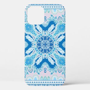 Decorative colourful ornament on white background, iPhone 12 case