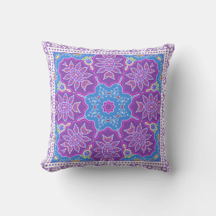 Decorative colourful ornament on white background, cushion