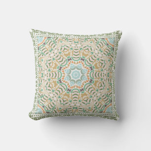 Decorative colourful ornament on white background, cushion