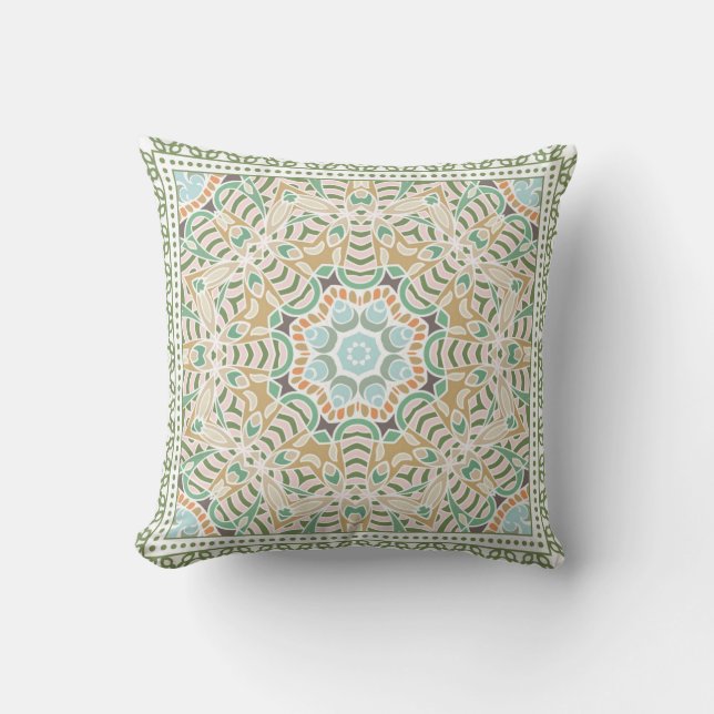 Decorative colourful ornament on white background, cushion (Front)