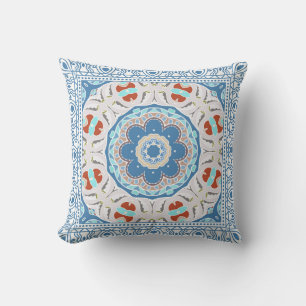 Decorative colourful ornament on white background, cushion