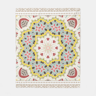 Decorative colourful ornament on white background, fleece blanket