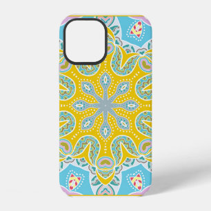 Decorative colourful ornament on white background, iPhone 12 case