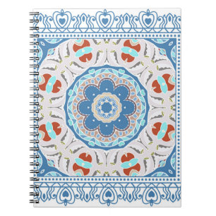 Decorative colourful ornament on white background, notebook