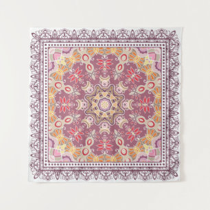 Decorative colourful ornament on white background, tapestry