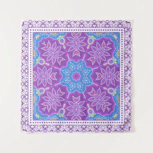 Decorative colourful ornament on white background, tapestry