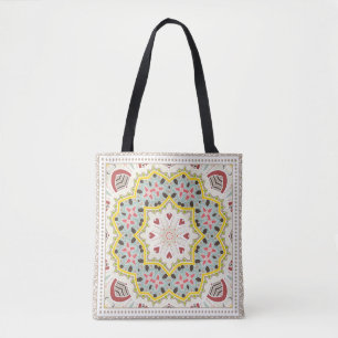 Decorative colourful ornament on white background, tote bag