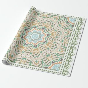 Decorative colourful ornament on white background, wrapping paper