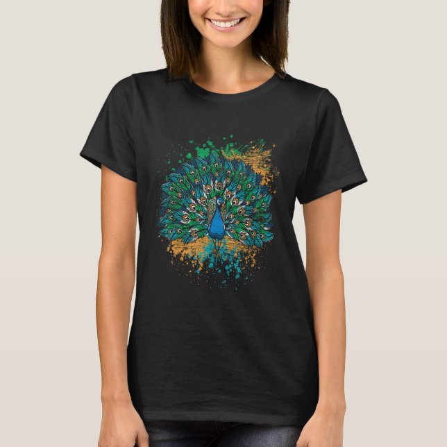 Decorative Colourful Tail Peacock T-Shirt (Front)